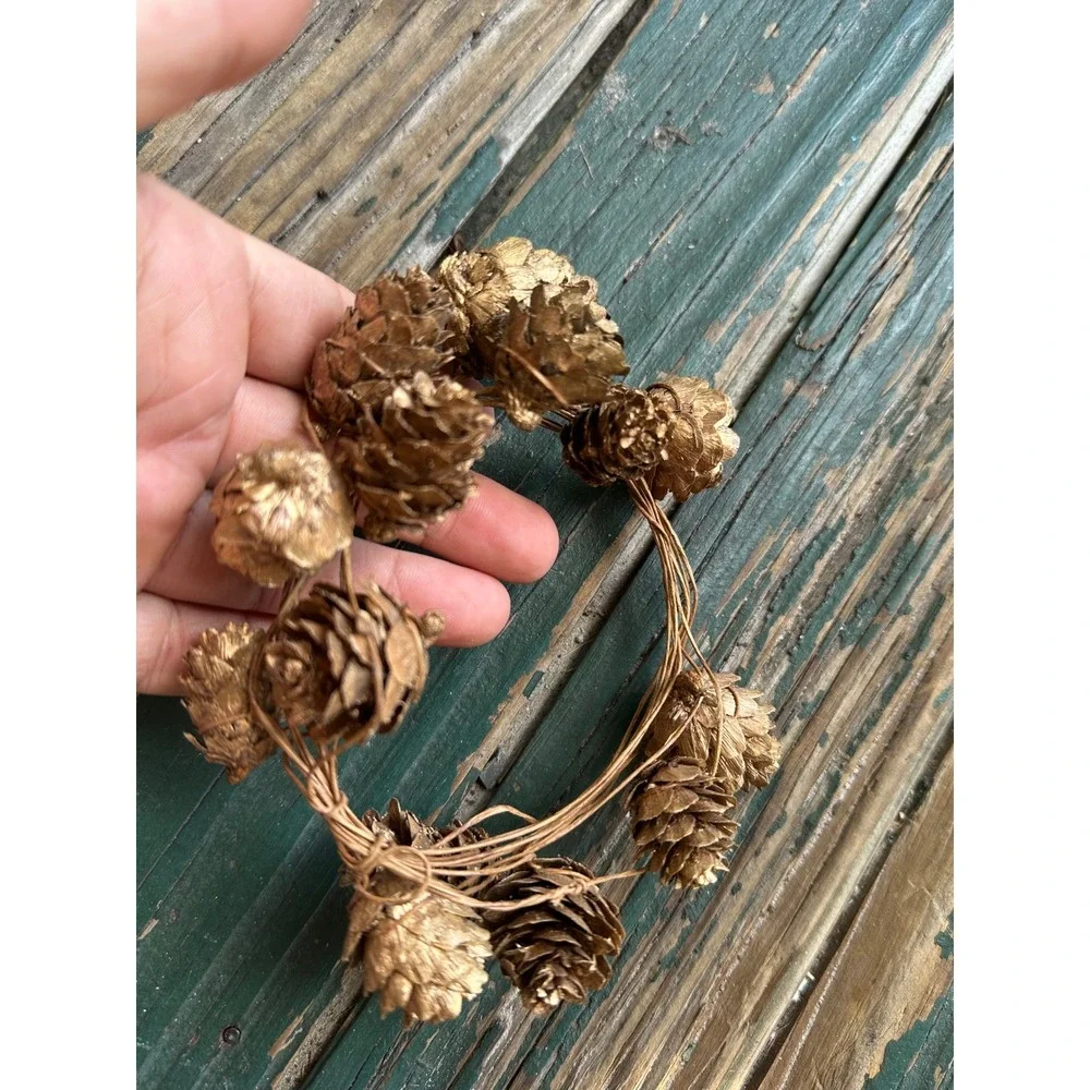 Gold Metallic Pinecone wire for wreaths Rustic Holiday Decor diy